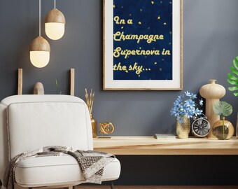 Oasis Champagne Supernova Retro Music Lyrics Print (Digital Download)