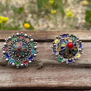 2 Antique Morocco Berber Ring , Berber Jewelry, Enamled Berber Ring ,Tribal ethnic Rings