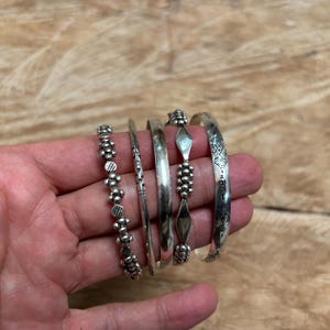 Set Of 5 Antique Morocco Tuareg Engraved Bracelets , Tribal Tuareg Bracelet ,Tuareg Jewelry , Ethnic Moroccan Bracelet / Cuff / Boho