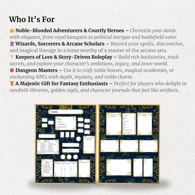 DND Character Sheet Printable | 5e Spell Sheet Journal PDF | Luxury Dnd ...