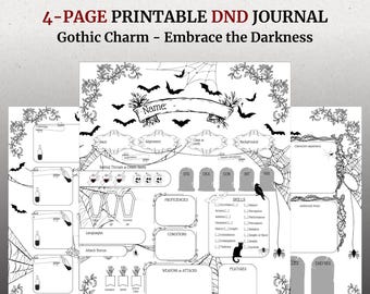 Gothic DnD Character Journal: Dark Fantasy 5e RPG (Printable PDF)