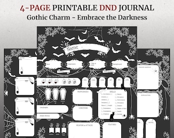 Gothic DnD 5e Character Sheet: Warlock Vampire TTRPG Journal (PDF Download)