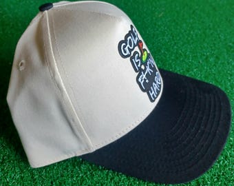 On The Green Hat Golf is Fkn Hard 5 Panel (Beige & Black)
