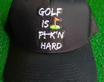 Country Club Trucker Hat Golf is Fkn Hard 6 Panel (Black & Black)