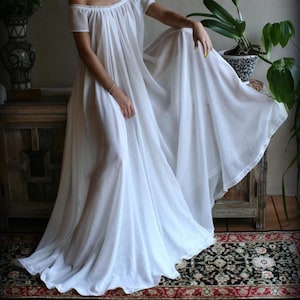 White Cotton Nightgown, Cap Sleeve, Jane Austen Style Lingerie