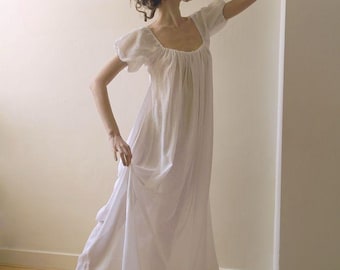 White Cotton Nightgown: Cap Sleeve Lingerie, Honeymoon Sleepwear