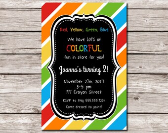 Colorful Rainbow Birthday Invitation - DIGITAL FILE