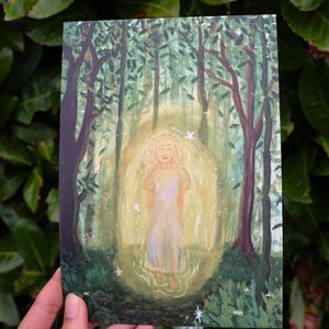 Impression d'art rêveuse | Illustration de forêt magique | Art mural inspiré de la fantaisie | Impression A5 300 g