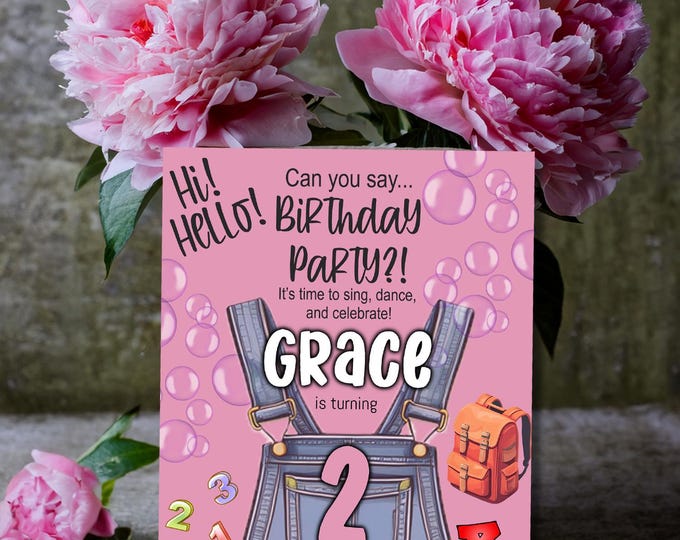 Featured listing image: Pink Learning Birthday Invitation | Editable Toddler Party Invite | ABC 123 School Theme | Bubble Birthday Template | Birthday Printable