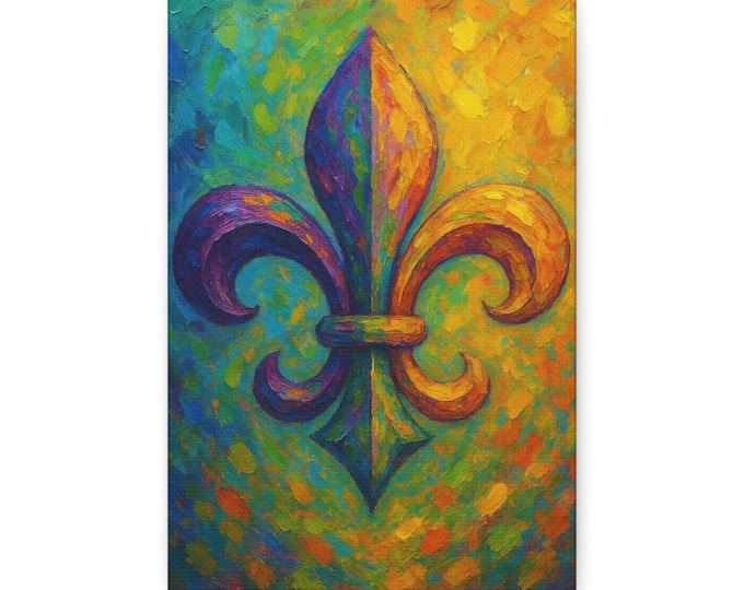 Featured listing image: Vibrant Fleur-de-Lis Canvas Art | Colorful Home Decor, France Inspired, Wall Art, Gift for Her, Unique Housewarming
