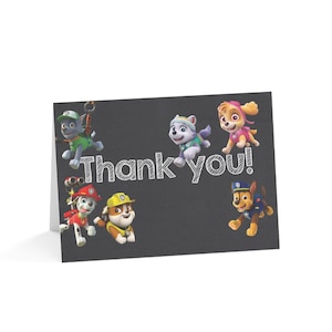 Cartões de agradecimento da Patrulha Canina - Cartões de agradecimento para crianças, convites para festas de aniversário, bilhetes de agradecimento, cartões de comemoração infantil, cartões com tema de cachorro [...]