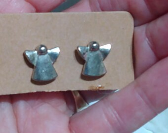 Minimalist angels silver earrings