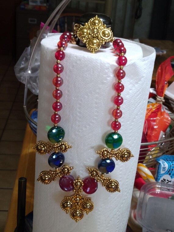 Jose Barrera for Avon Victorian Necklace and Clip Earrings -1980's