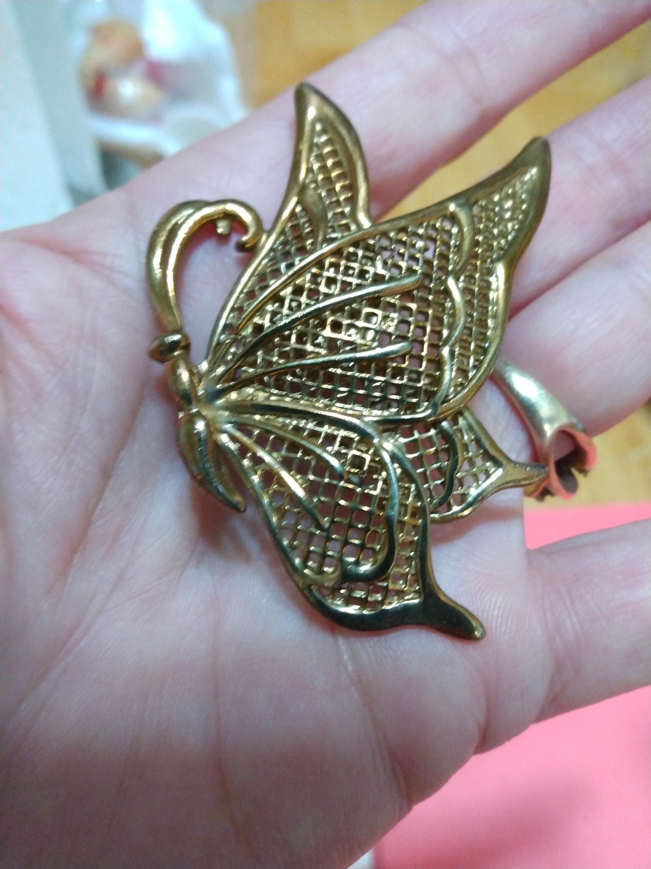 Vintage Copper Openwork Butterfly Pin - Etsy