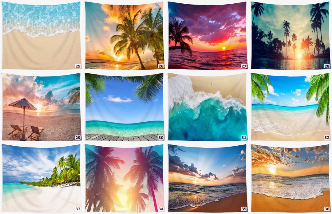 Beach Sunset Tapestry Sunrise Coastal Tapestry Ocean Wall Tapestries 