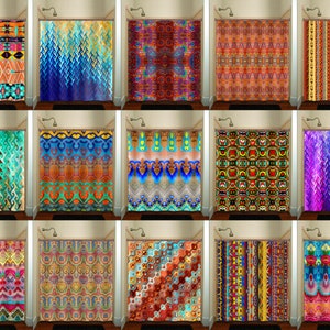 boho curtain panel, extra long shower curtain, Wall Tapestry, 84 inch fabric, custom size 96 inch, bohemian bathroom decor