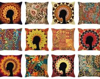 African Pillow Mudcloth Throw Pillows Afro Queen Cushion Cover Africa Decorative Mud Cloth Indoor Outdoor Pillows Black Girl Magic Cushion