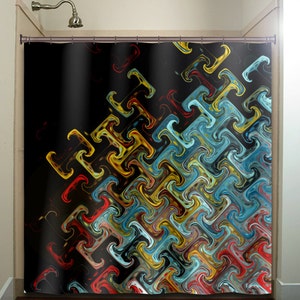 Black Blue Steampunk Shower Curtain