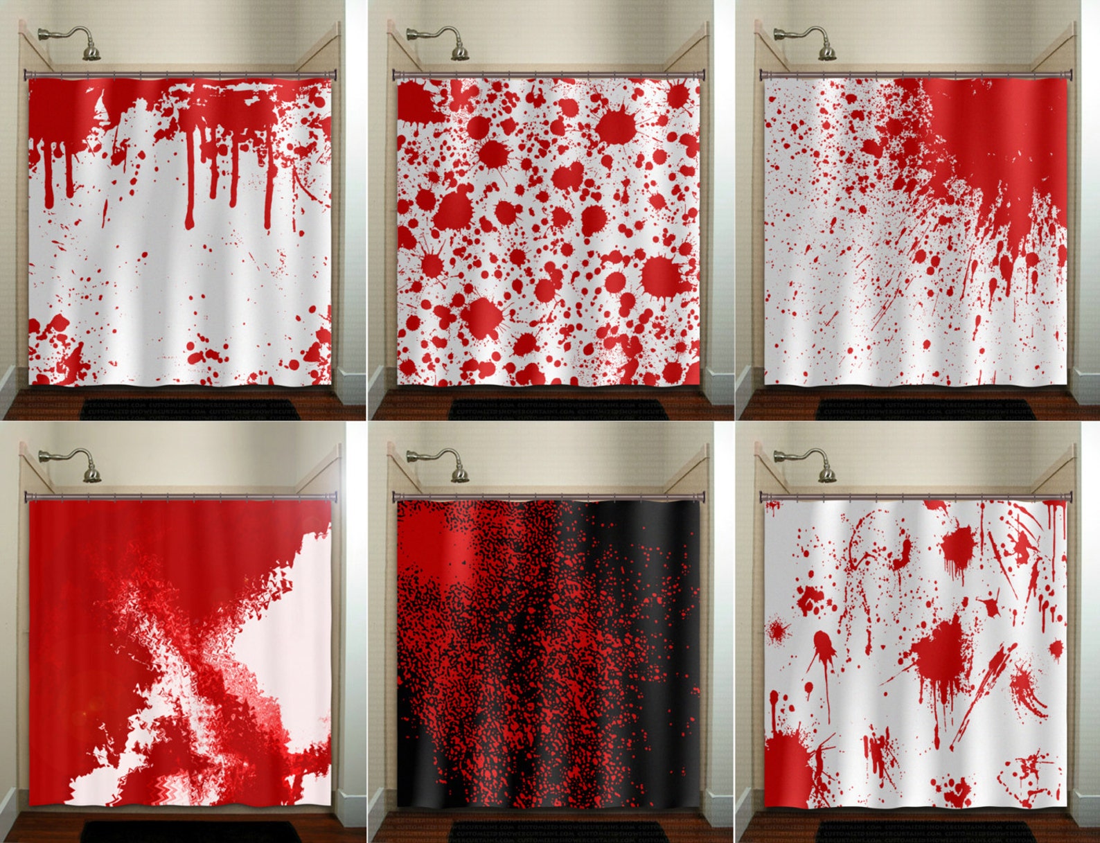 Psycho blood splatter Shower Curtain Extra Long Fabric Shower Etsy