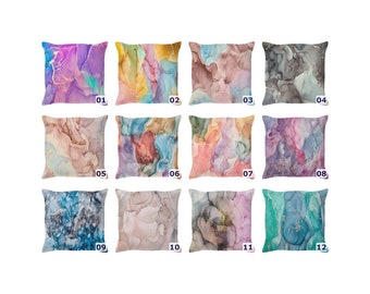 Abstract Marble Art Throw Pillow Cover, Fluid Art Cushion, USA Made