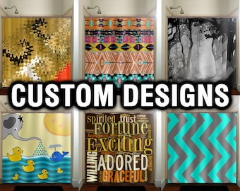 Custom Design Shower Curtain, Polyester Fabric, Extra Long Size