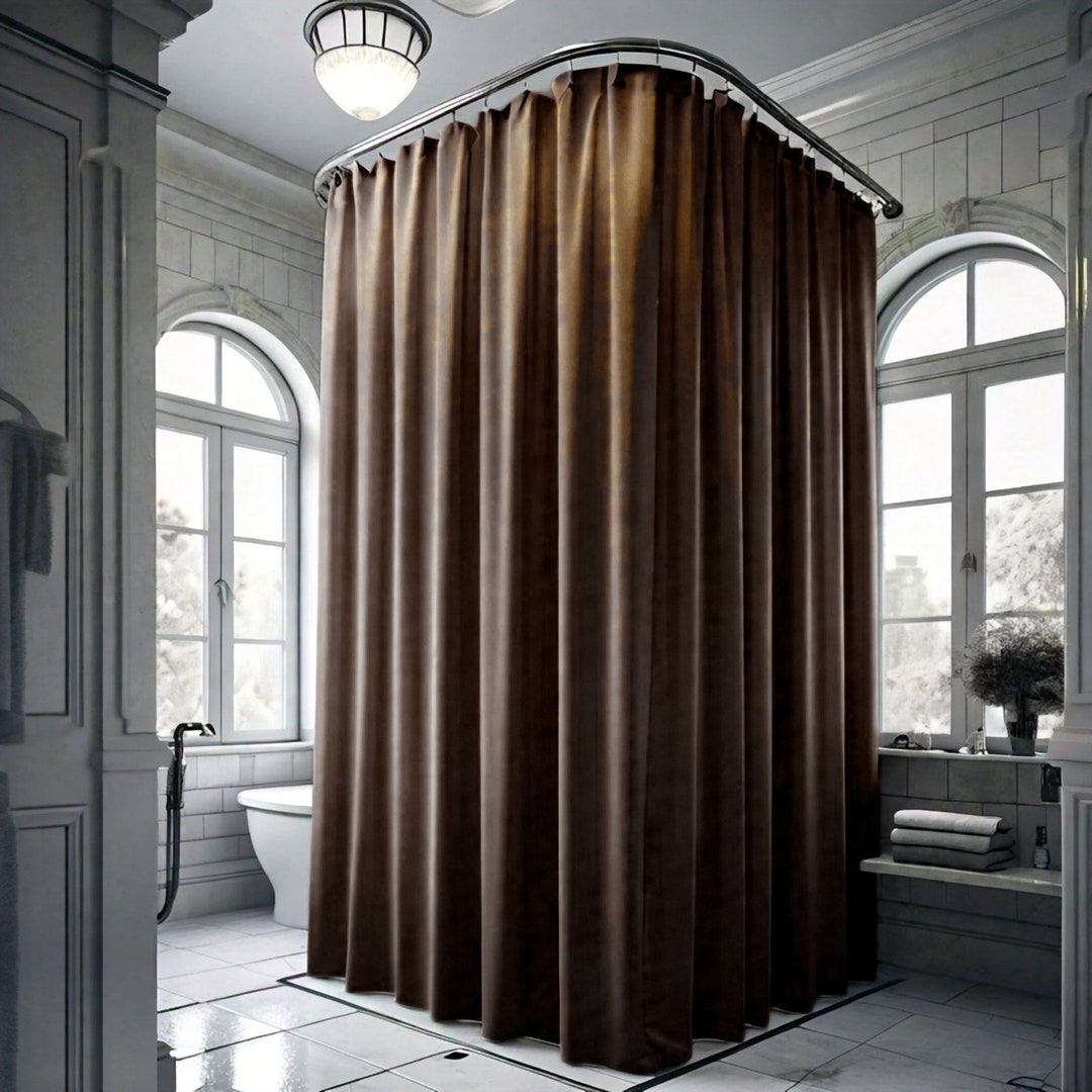 Dark Brown Shower Curtain Liner, Extra Long Wide, 72 84 96 108 Inches