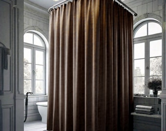 Dark Brown Fabric Shower Curtain Liner, Extra Long Wide, Custom Size
