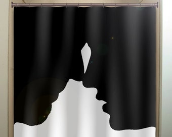 Newlywed Couple Shower Curtain, Romantic Fabric Bathroom Decor