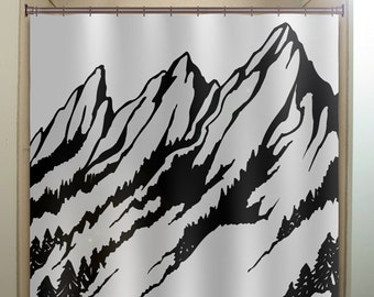 ski slope fir tree range snow mountain Shower Curtains Extra Long, Fabric Shower Curtain Stall, Custom Wall Tapestry, Window Valance Cafe