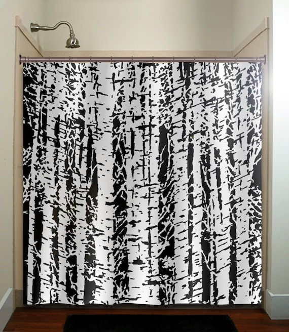Forest Woodland White Birch Trees, Fabric Shower Curtains With Valance