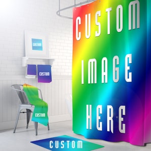 Custom Photo Shower Curtain, Custom Bath Mat Bathmat, Custom Towels, Personalized Bathroom Decor Set, Custom Size Color Shower Curtains