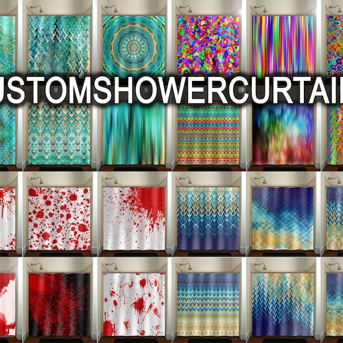 Aqua Turquoise Teal Shower Curtain Extra Long Fabric Shower Etsy