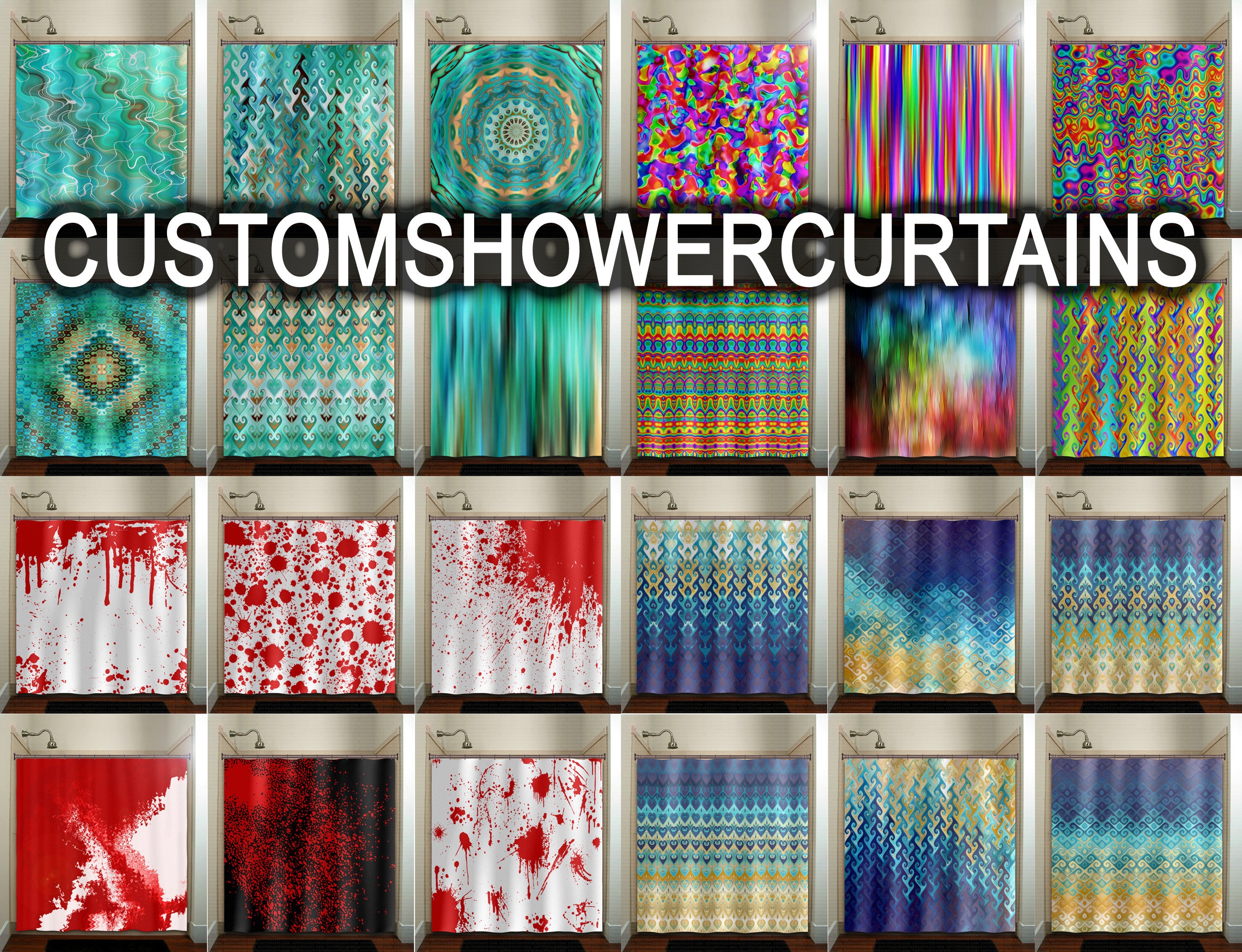 Custom Shower Curtain Extra Long Shower Curtains - Etsy UK
