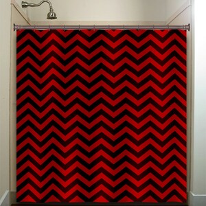 black red chevron Shower Curtain Extra Long, Fabric Shower Curtains Stall, Custom Wall Tapestry, Window Valance Cafe Panels, Bath Mat, Towel