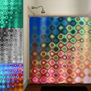 geometric colorful art retro Shower Curtains Extra Long, Fabric Shower Curtain Stall, Custom Wall Tapestry, Window Valance Cafe Panels