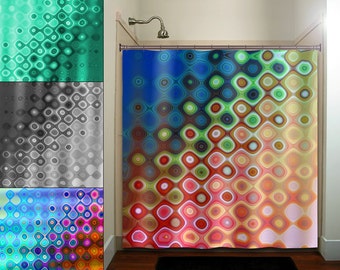 Geometrische Kunst Duschvorhang, Buntes Retro Design