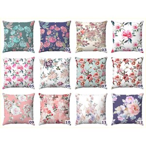 Vintage Floral Throw Pillow, Chic Roses Accent Cushion Cover, Watercolor Flowers Pillowcase, Indoor Outdoor Pillows
