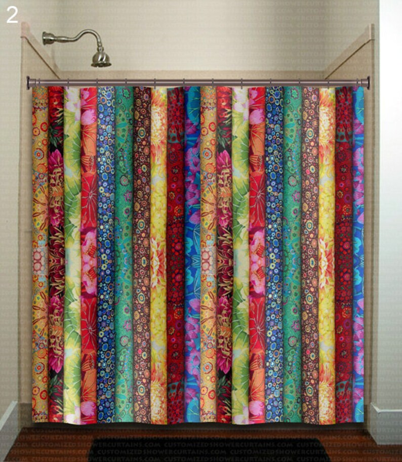 Fabric Boho Shower Curtain Extra Long Bohemian Shower Etsy