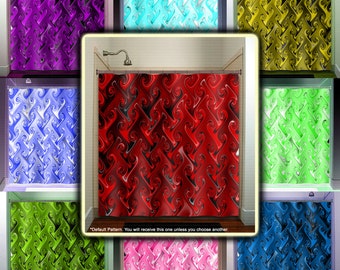 Metallic Red Black Chevron Shower Curtain, Custom Size