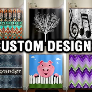 Extra Large Fabric Shower Curtain, Long Wide Custom Size, cafe curtain, Window Curtain Panels, Valance, Personalized bath mat, Monogram rug