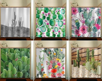 Cactus Fabric Shower Curtain, Stall Size, Southwestern Decor