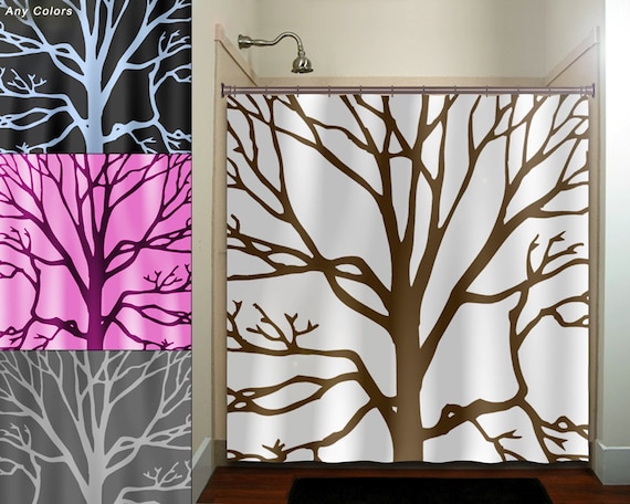 Brown Tree Branches Shower Curtains Extra Long Fabric Shower Etsy