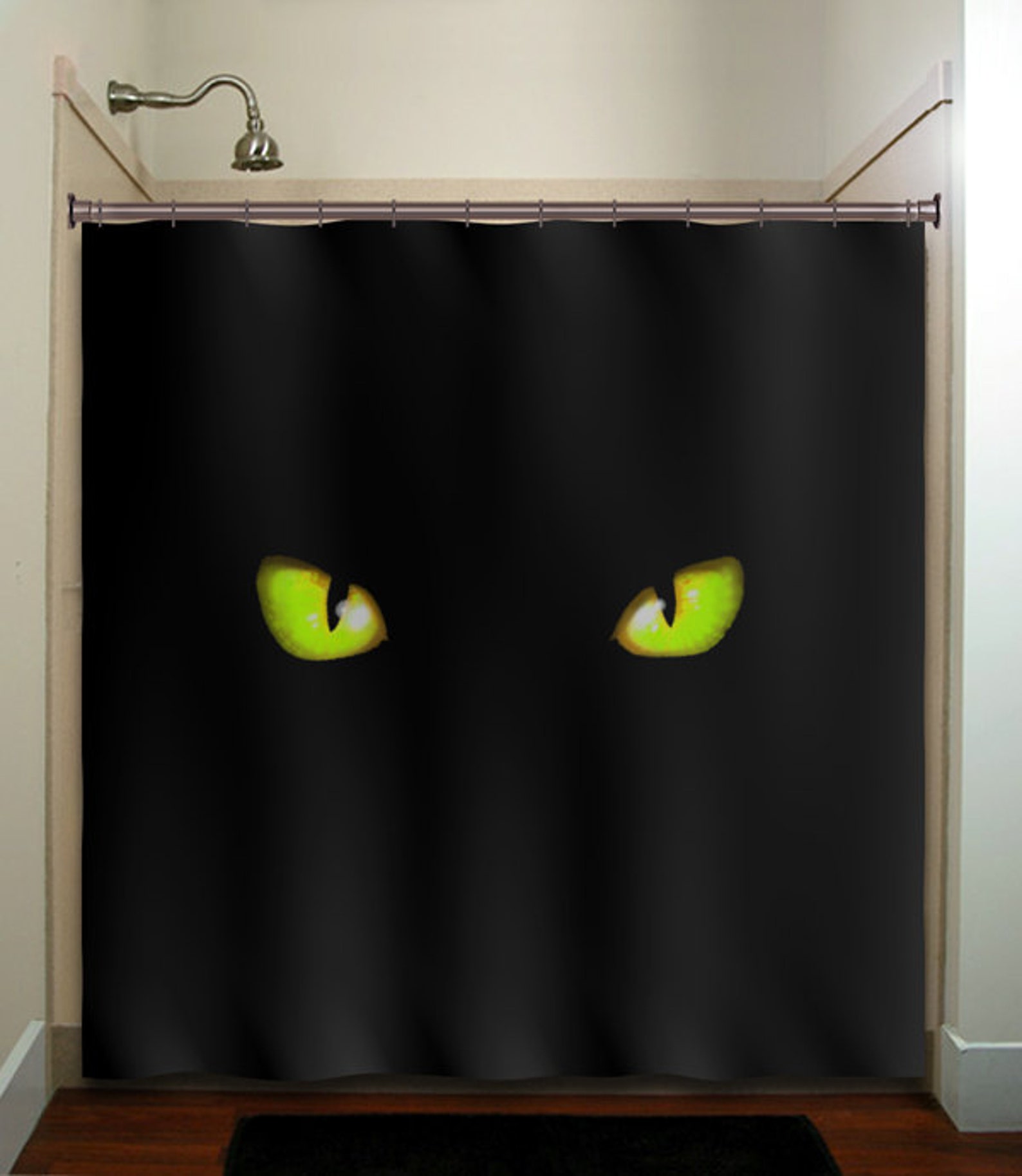Black Cat Shower Curtain Extra Long Fabric Shower Curtains Etsy