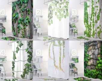 Eucalyptus Hanging Vine Shower Curtain, Green Climbing Ivy Shower Curtains, Green Leaf Curtain, Botanical Leaves Shower Curtain, Bath Mat