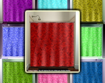 Rote Rose Blumenstoff Duschvorhang, extra lang