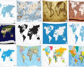 World Map Tapestry | Vintage Style Globe Wall Hanging