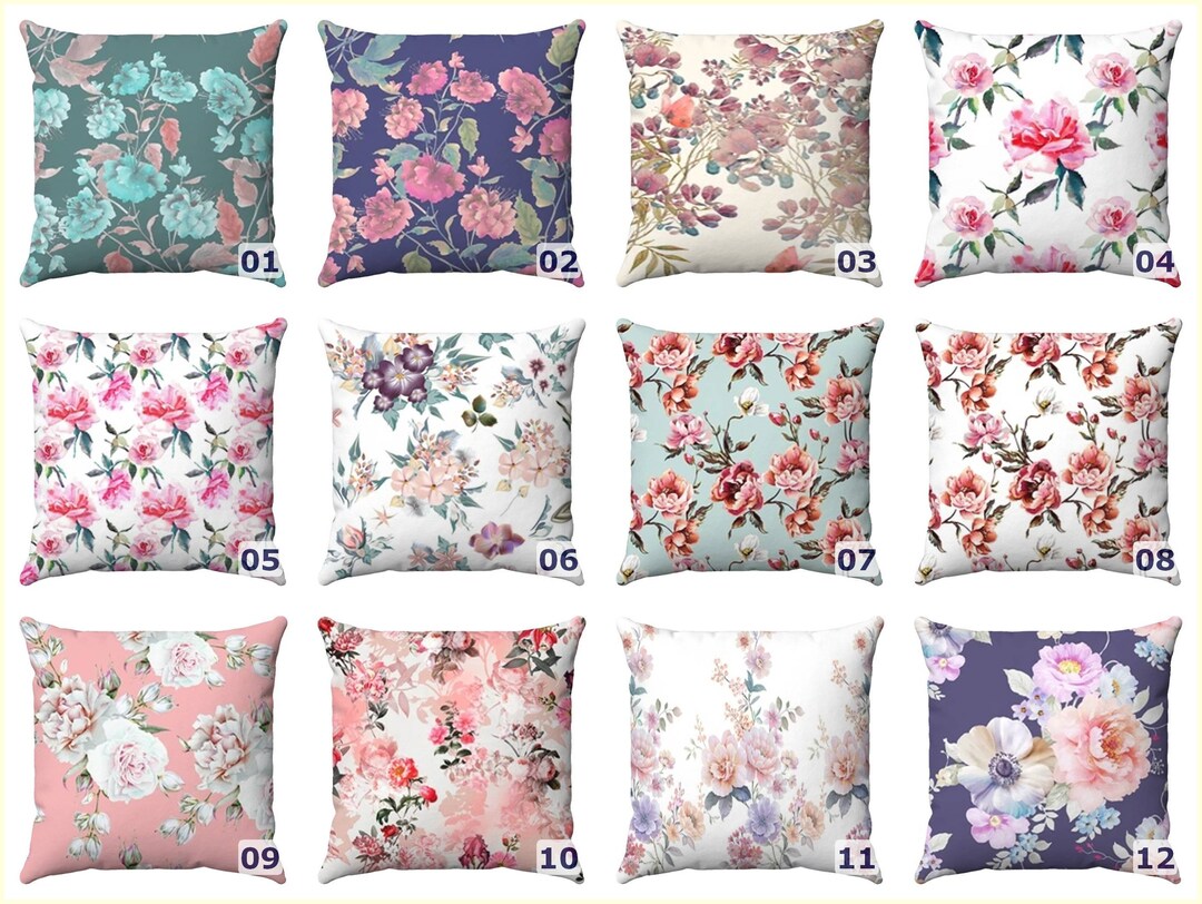 Vintage Floral Throw Pillow, Chic Roses Accent Cushion Cover