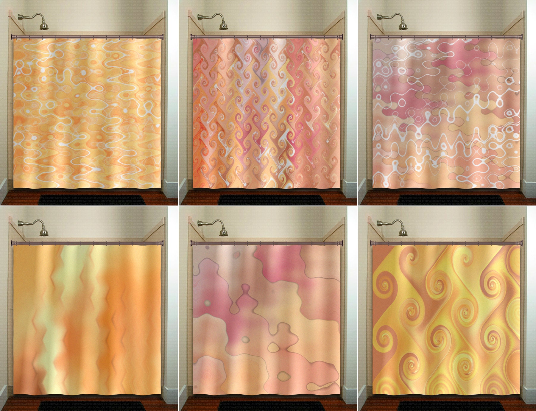 Shades Of Golden Pink Rose Gold Shower, Rose Gold Pink Shower Curtain