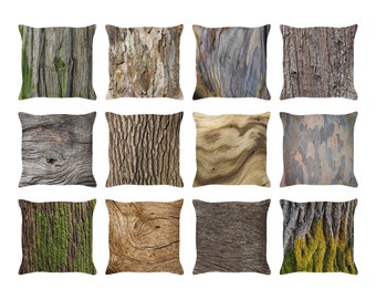 Birch Tree Throw Pillow, Tree Bark Cushion Cover, Gnarly Tree Stump Pillow, Hardwood Nature Decor, Wood Knots Indoor Outdoor Pillows