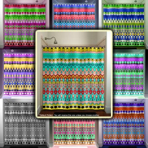 bohemian tribal pattern native art Shower Curtains Extra Long, Fabric Shower Curtain Stall, Custom Wall Tapestry, Window Valance Cafe Panels